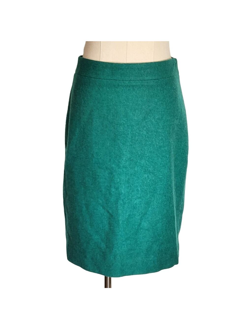 J. Crew The Pencil Skirt Vibrant Green Wool Blend Workwear Office Womens Size 0